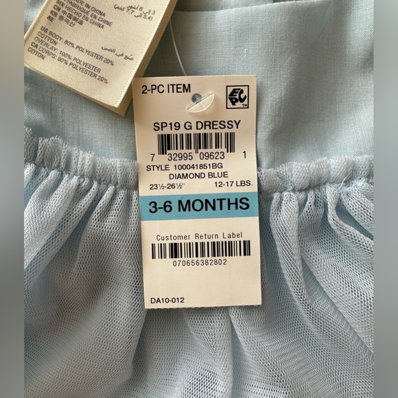 NWT First Impression baby girls legging & dress set, blue tulle bow sleeves - Picture 3 of 3